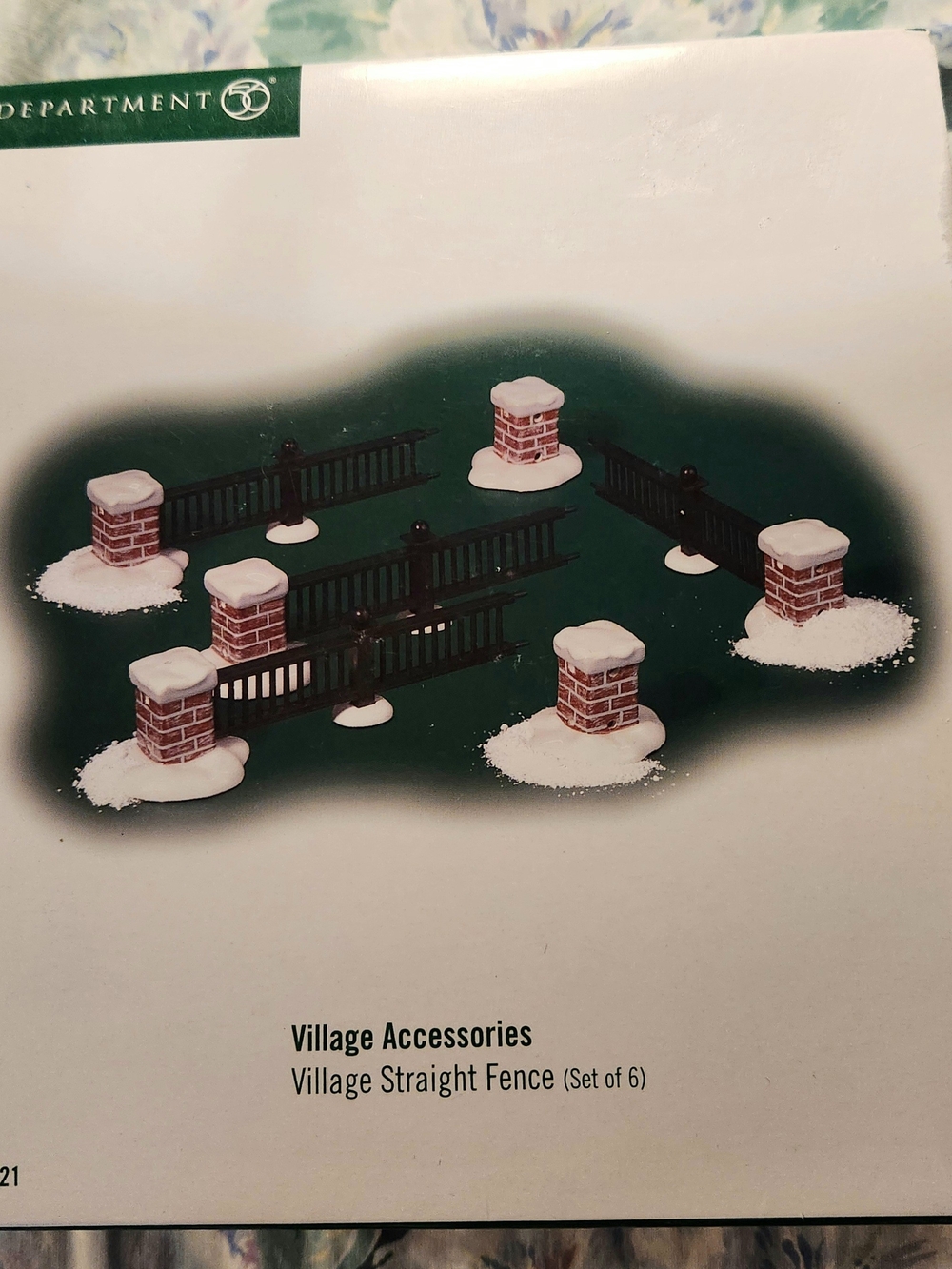 Department 56 Village Straight Fence - Black and White (Set of 6)